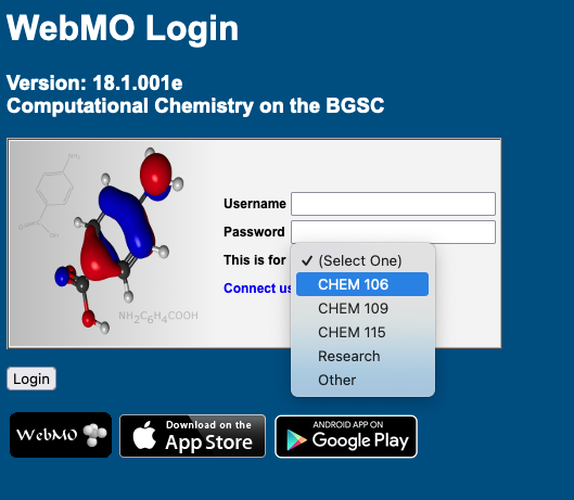 WebMO Login - This is for field